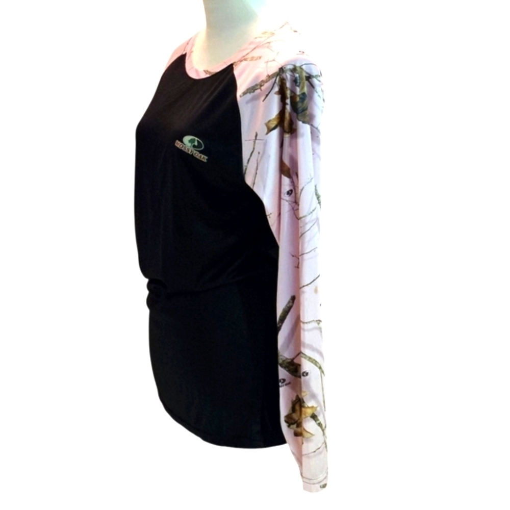 Mossy Oak Pink and Black Camo Long Sleeve Top Lightweight Women's XL - Picture 2 of 11